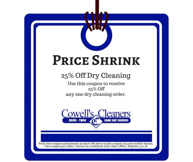 March Coupon 25 off Dry Cleaning